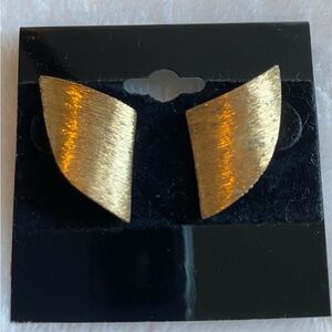 Pierre Cardin vintage gold plate brushed texture Earrings estate piece